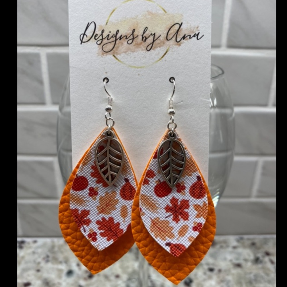 COPY - Fall faux leather earrings!!🍁🎃